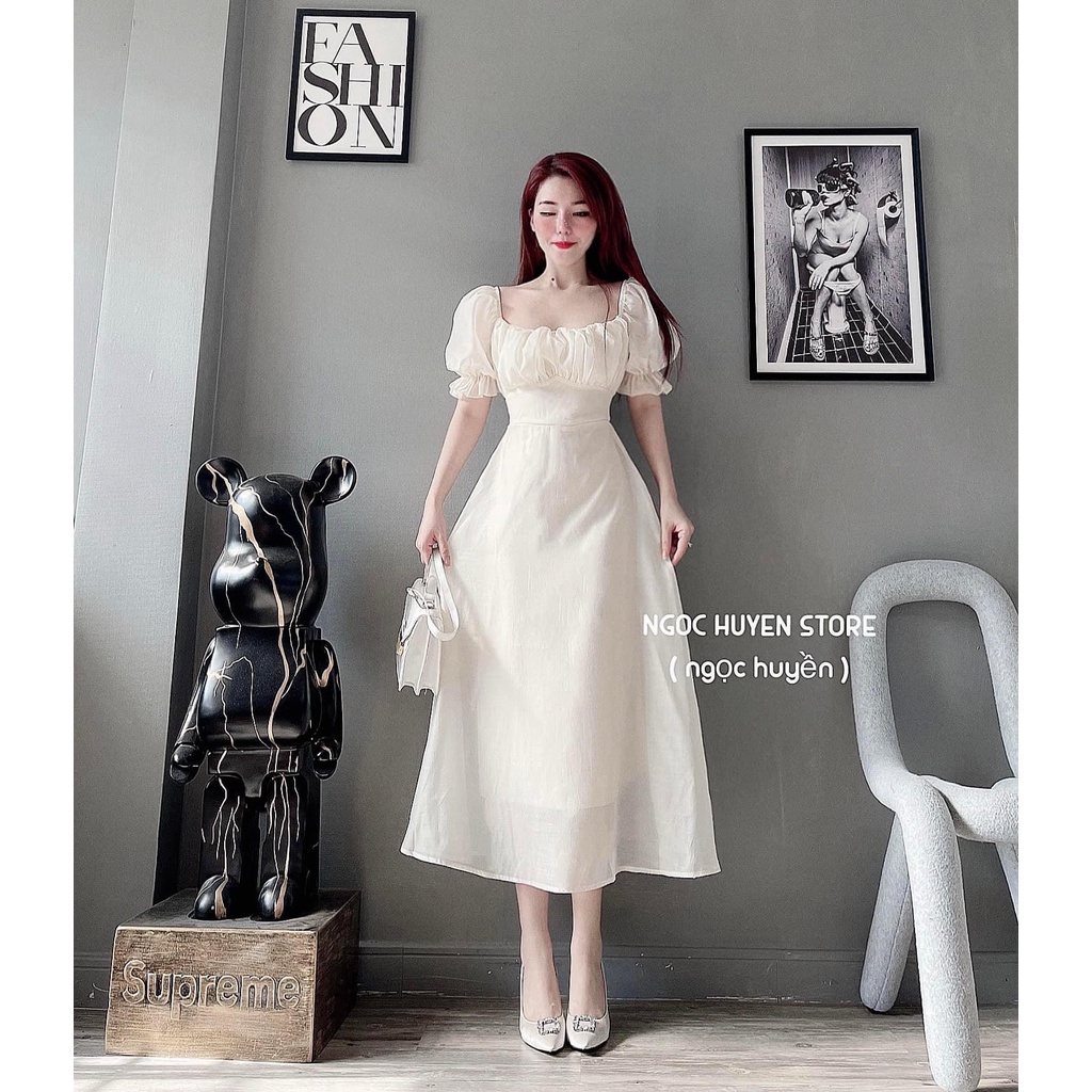 Váy Trắng Tiểu Thư Cổ Vuông Tay Bồng Dáng Cộc Tay,FREESIZE Dưới 55kg ,Váy Trắng Công Chúa Dự Tiệc Bánh Bèo Xinh Xắn | BigBuy360 - bigbuy360.vn