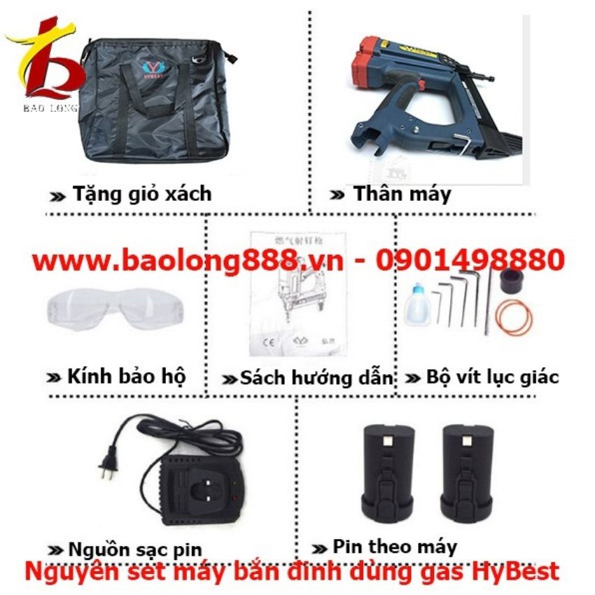 Máy bắn đinh bê tông  dùng Gas HyBest GSR40**Liên hệ để được giá tốt**
