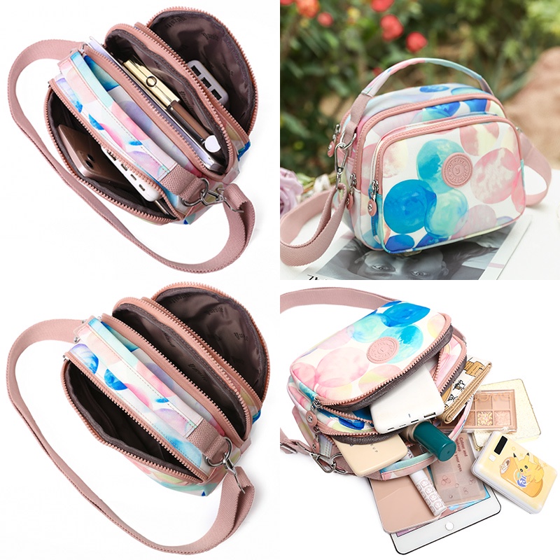 Túi Đeo Một Bên Vai Nhiều Ngăn Màu Sắc Có Khóa Kéo Dành Cho Nữ
