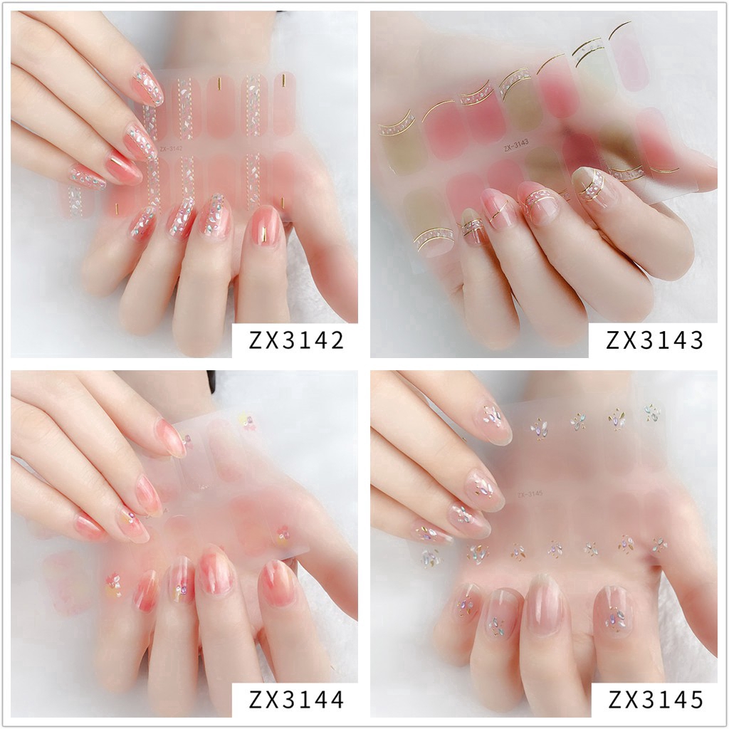 Miếng dán móng tay nghệ thuật 3D màu gradient ZX3132-3149