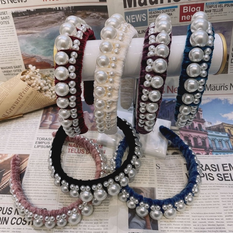 Băng Đô Cài Tóc Hình Vương Miện Đính Ngọc Trai Sang Trọng Cho Nữ