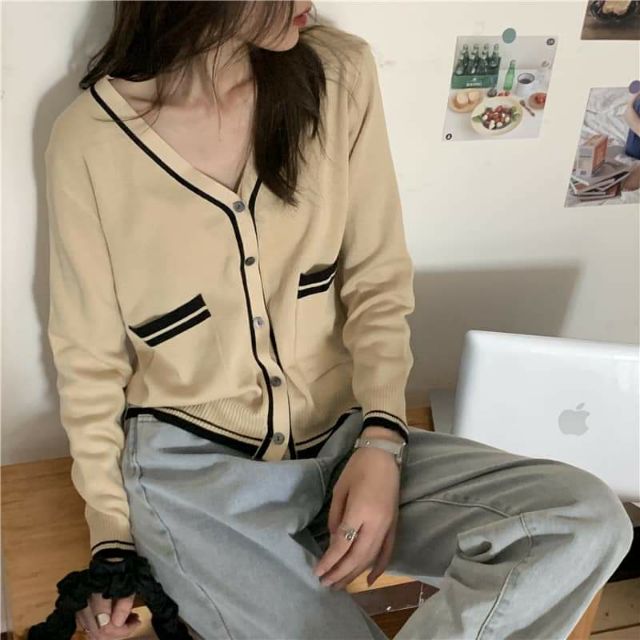 ÁO LEN CARDIGAN PHỐI VIỀN SIÊU ĐẸP NH | BigBuy360 - bigbuy360.vn