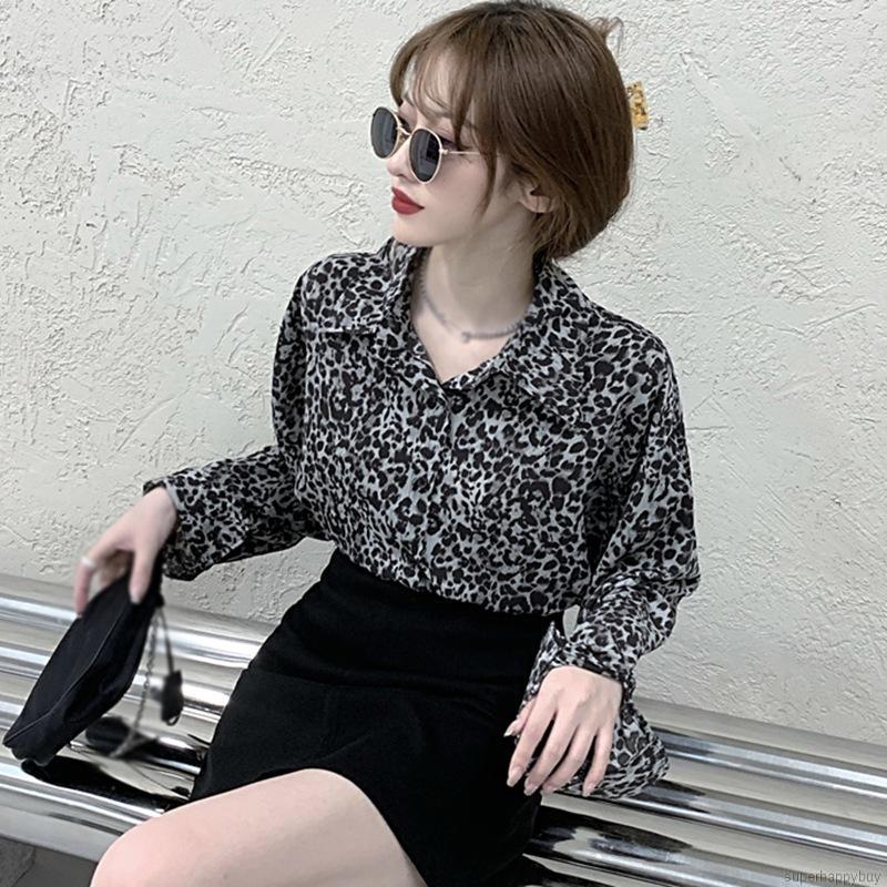 Áo Sơ Mi Nữ Dài Tay Họa Tiết Da Báo Thời Trang | BigBuy360 - bigbuy360.vn