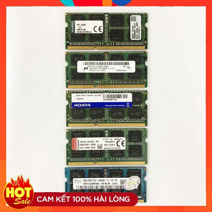 Ram laptop 8GB DDR3 bus 1600 nhiều hãng hynix  samsung micron crucial eldipa.......PC3 12800s