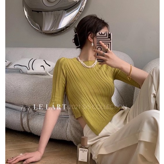 Áo Dệt Kim Tay Ngắn Cổ Tròn Dáng Ôm Phong Cách Thời Trang Hàn Quốc Cho Nữ | BigBuy360 - bigbuy360.vn
