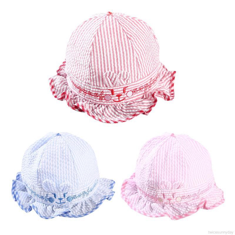 Mũ bucket họa tiết kẻ sọc thời trang cho bé