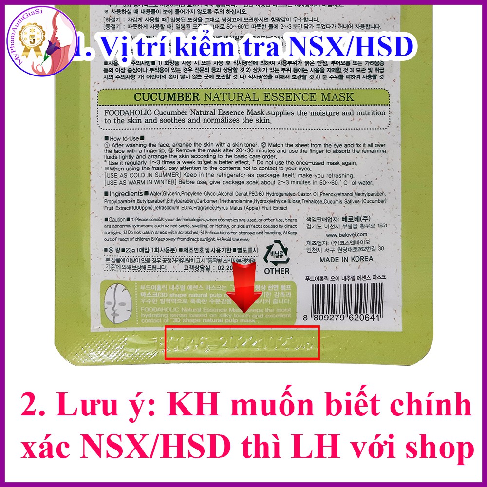 Mặt nạ 3D Foodaholic natural essence dưỡng ẩm và cải thiện tình trạng tổn thương da 23g Hàn Quốc