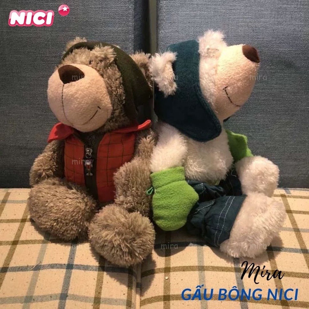 Gấu Bông NICI Trượt Tuyết Búp Bê Thú Nhồi Bông Hình Gấu Thương hiệu NICI Quà Sinh Nhật Cho Nữ 25cm MIRA-GB28001