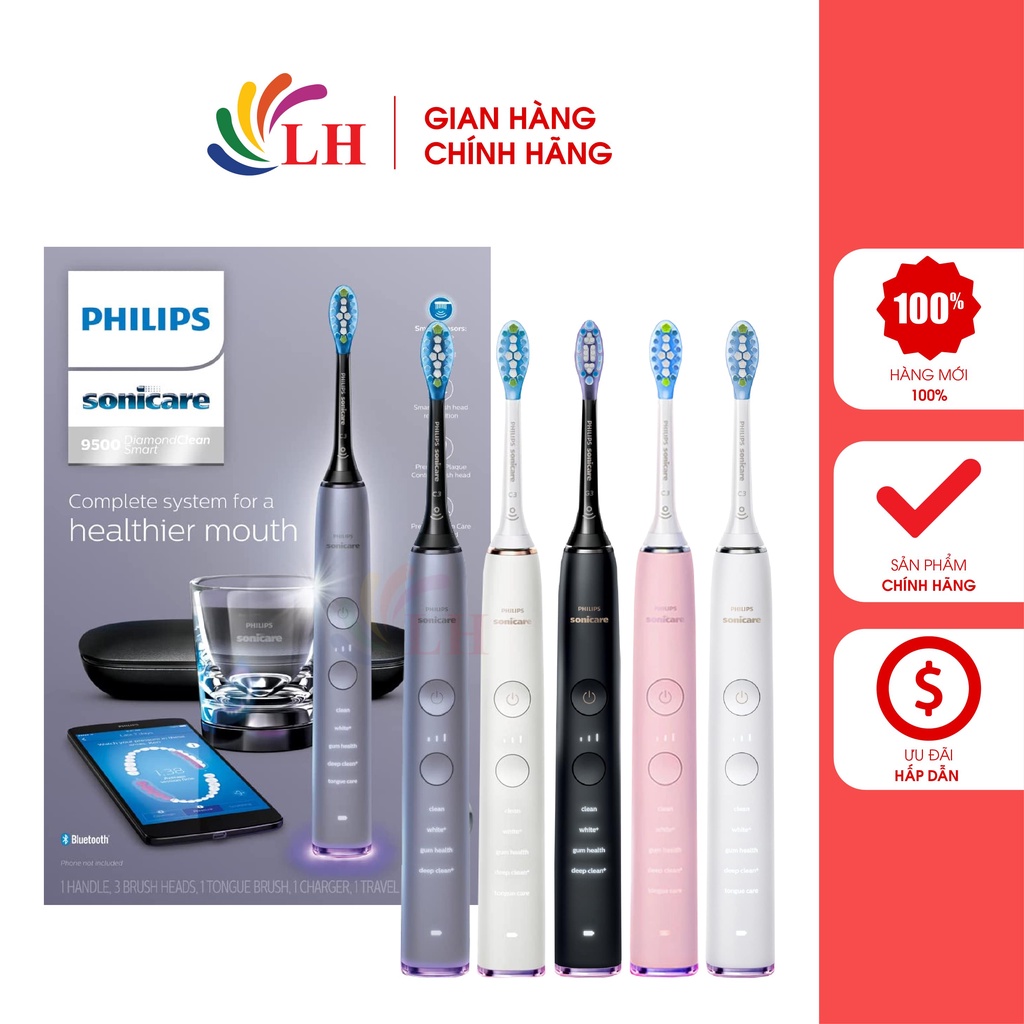 Bàn chải điện Philips Sonicare 9500 DiamondClean Smart HX9924 - Hàng nhập khẩu