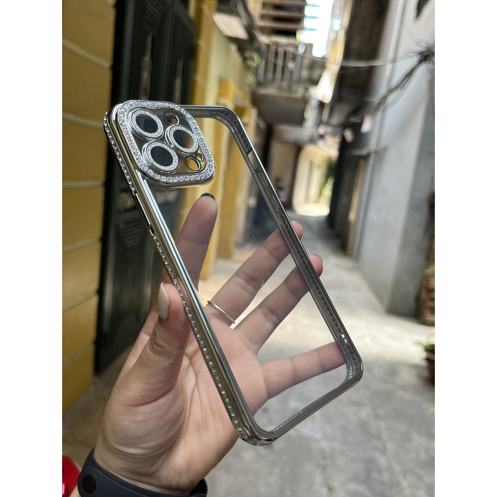 CHÍNH HÃNG REKY  ốp lưng IPHONE VIỀN KIM TUYẾN ĐÁ VIỀN LƯNG TRONG CAMERA NHŨ CẠNH VUÔNG 11 12 13 14 PLUS PRO MAX