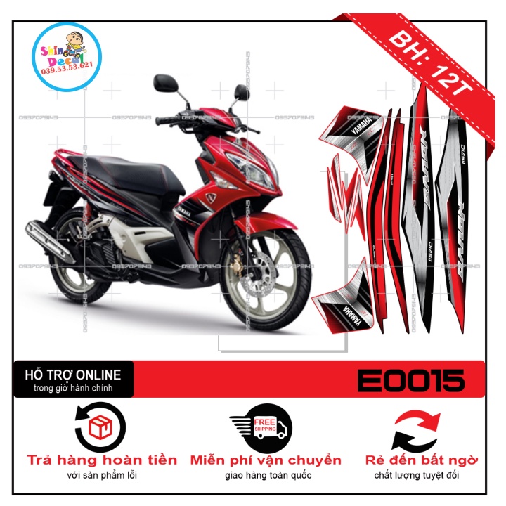 TEM XE NOUVO LX CHẾ ĐỎ ĐEN -- SHIN DECAL 2