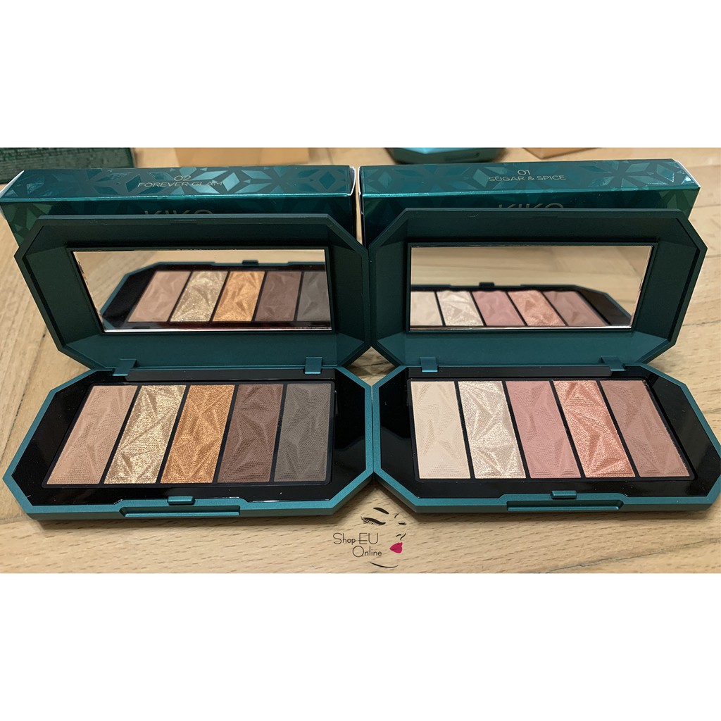 Phấn Mắt Kiko Holiday Gems Gorgeous Eyeshadow Palette Bảng mắt 5 màu đa dạng: mờ, ánh kim và lấp lánh- Italy