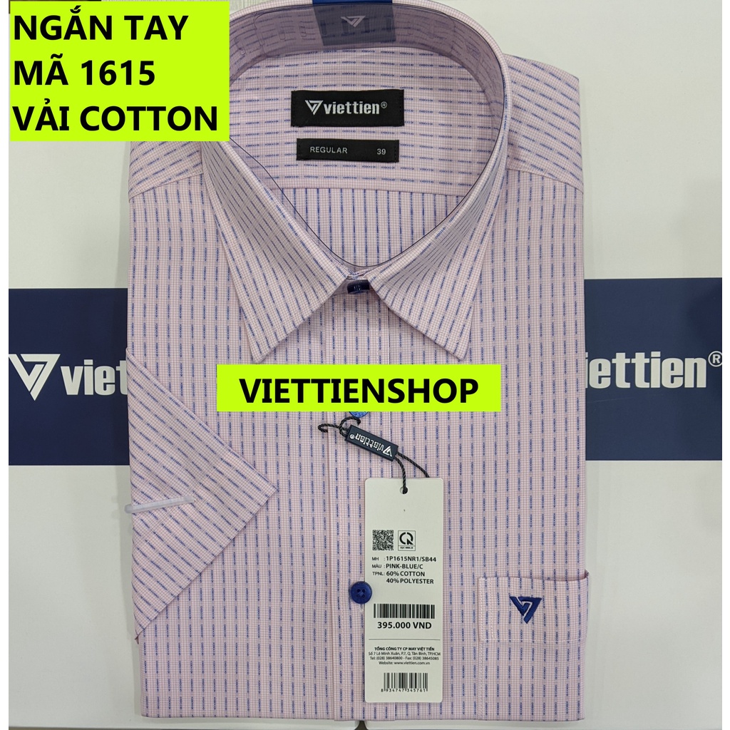 (1615 CRS) ÁO SƠ MI VIỆT TIẾN NGẮN TAY CA RÔ