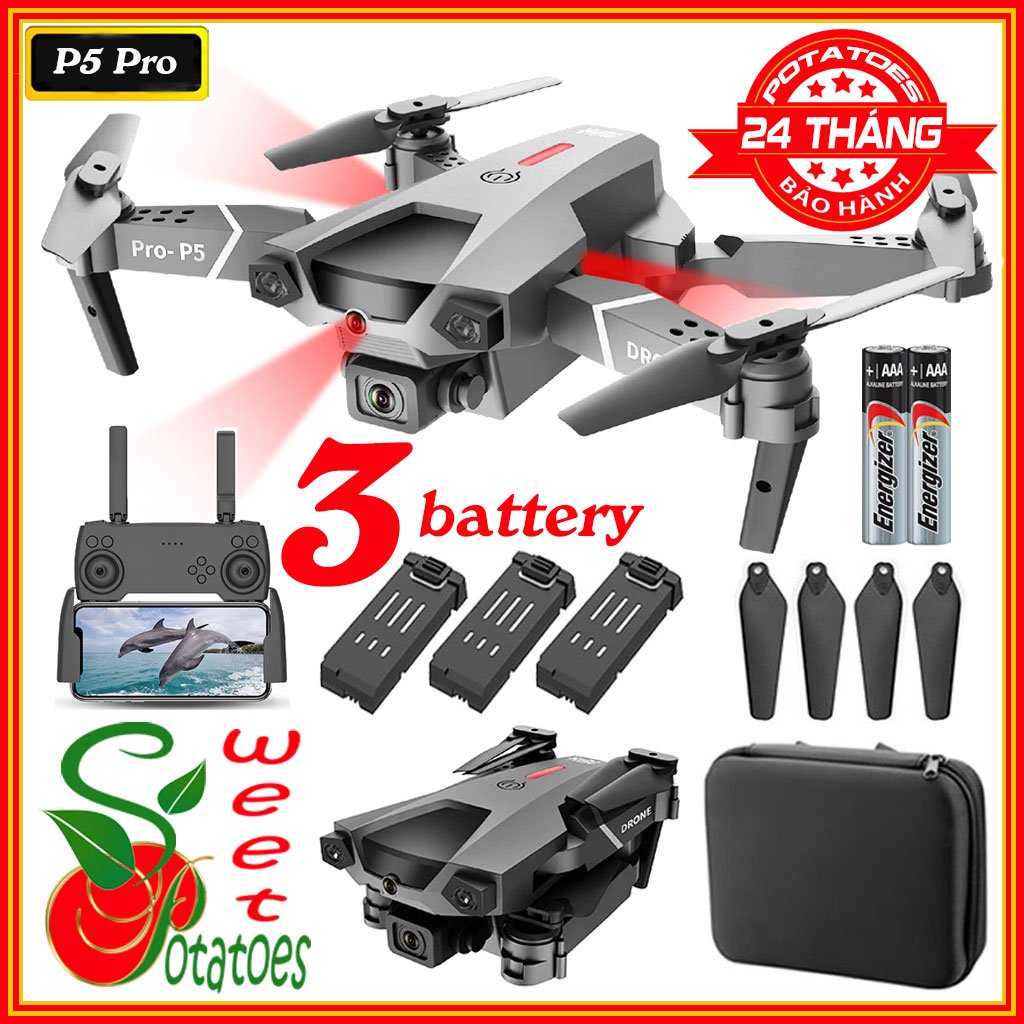 🚀 Thỏa Sức Bay Lượn 🚀  Flycam P5 Pro Drone 4K HD Camera Kép Có Định Vị 1080P WiFi Pin Khỏe Bay Xa 200M Máy bay