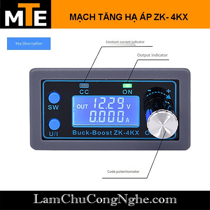 Mạch tăng áp hạ áp buck boost Tự Điều Chỉnh 0.5-30V 4A ZK-4KX