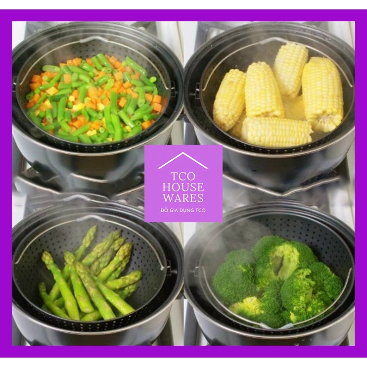 Nồi luộc 2 in 1 tiện ích, Nồi có giá lọc  xoay 360 độ dùng hấp, luộc sử dụng được mọi loại bếp