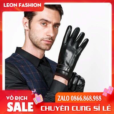 Găng Tay Da Lót nỉ ấm áp Mùa đông Cảm ứng điện thoại đường may tỉ mỉ chống nước tuyệt đối