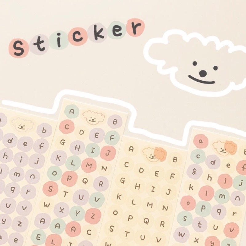 Miếng Dán Sticker HynBee Trang Trí Sổ Lưu Niệm Hình Bảng Chữ Cái Màu Kẹo Cute
