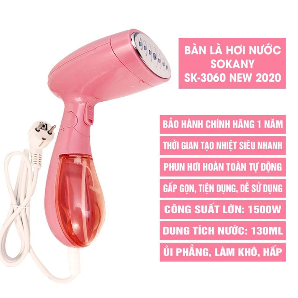 Bàn là hơi nước SOKANY SK3060 [BH 12 THÁNG] Bàn ủi hơi nước cầm tay, Gấp gọn tiện dụng - Công Suất 1500W