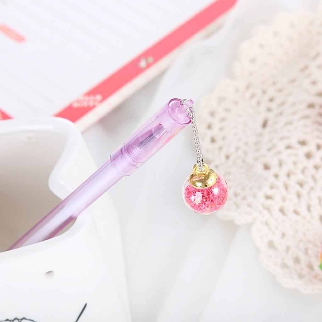 Bút Nước Mực Gel Cute EDUSKU Mặt Dây Chuyền Quả Cầu Pha Lê Điều Ước Dễ Thương