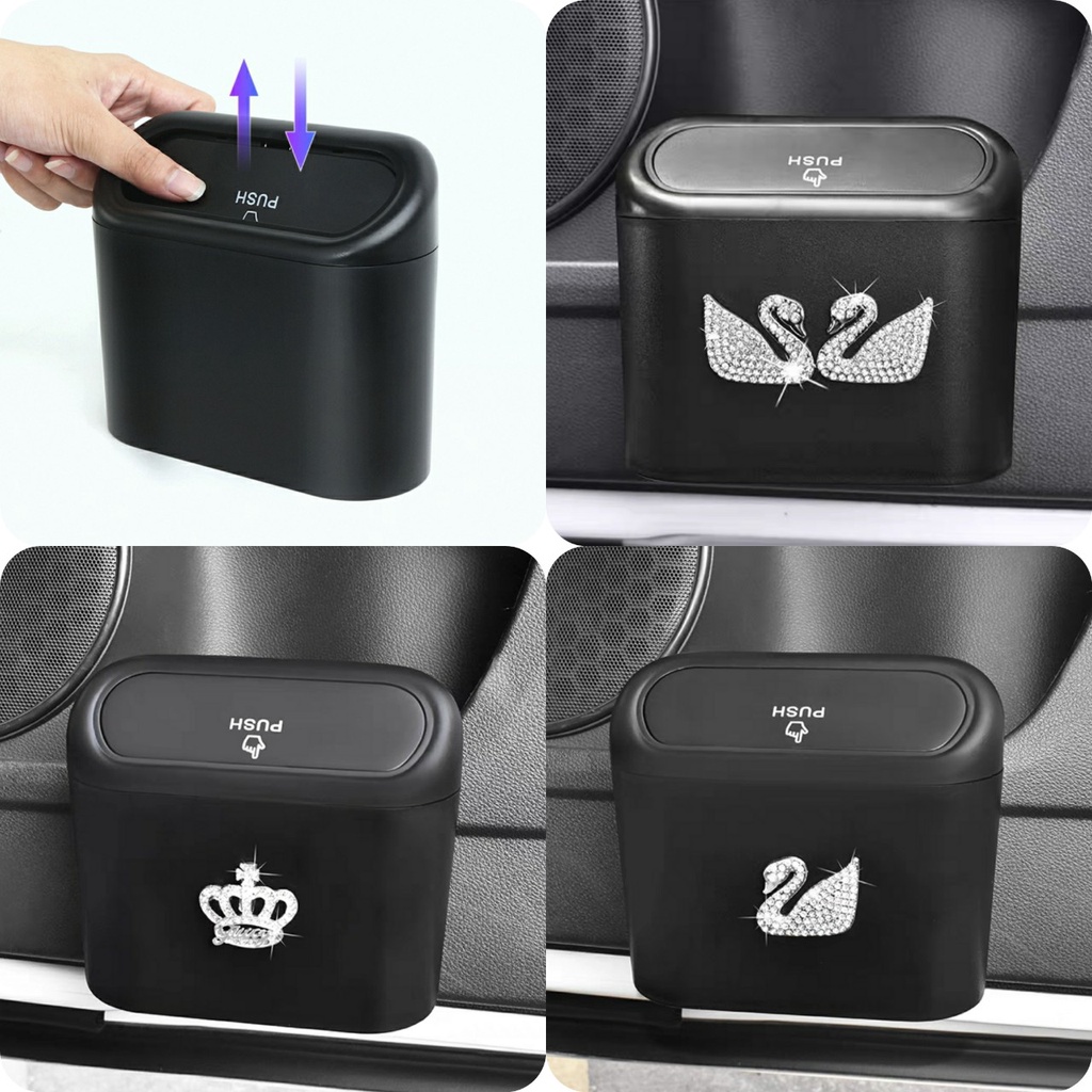 Thùng Rác Mini Sang Trọng Đính Đá Để Trong Ô Tô Đa Năng Tiện Lợi