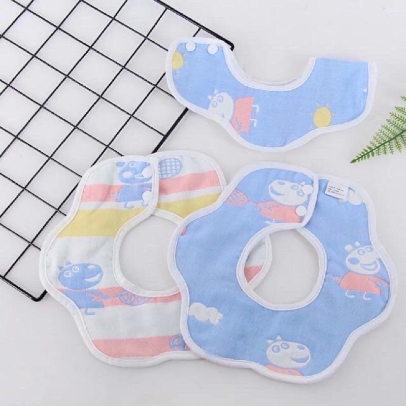 Yếm xô 6 lớp 100% cotton hoạ tiết dễ thương cho bé