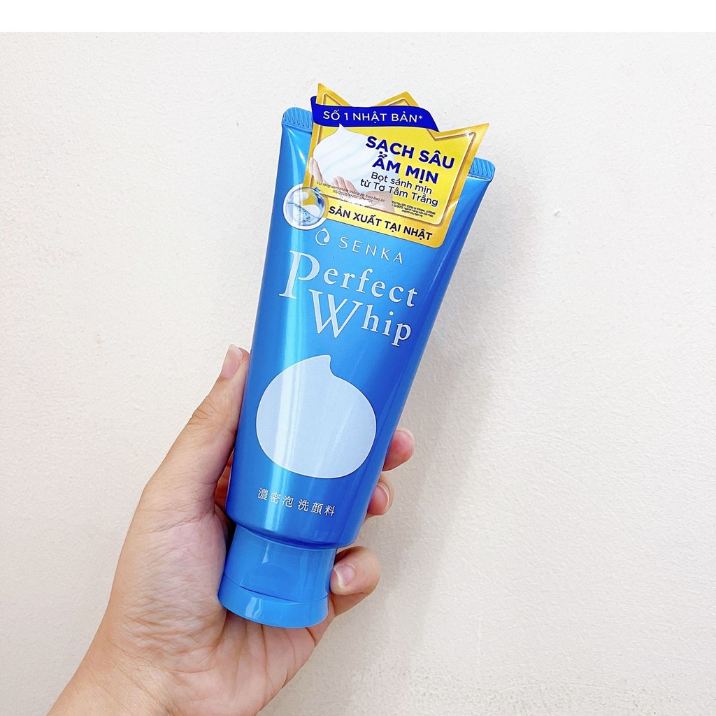 Sữa Rửa Mặt Senka Perfect Whip xanh dương da thường 150g