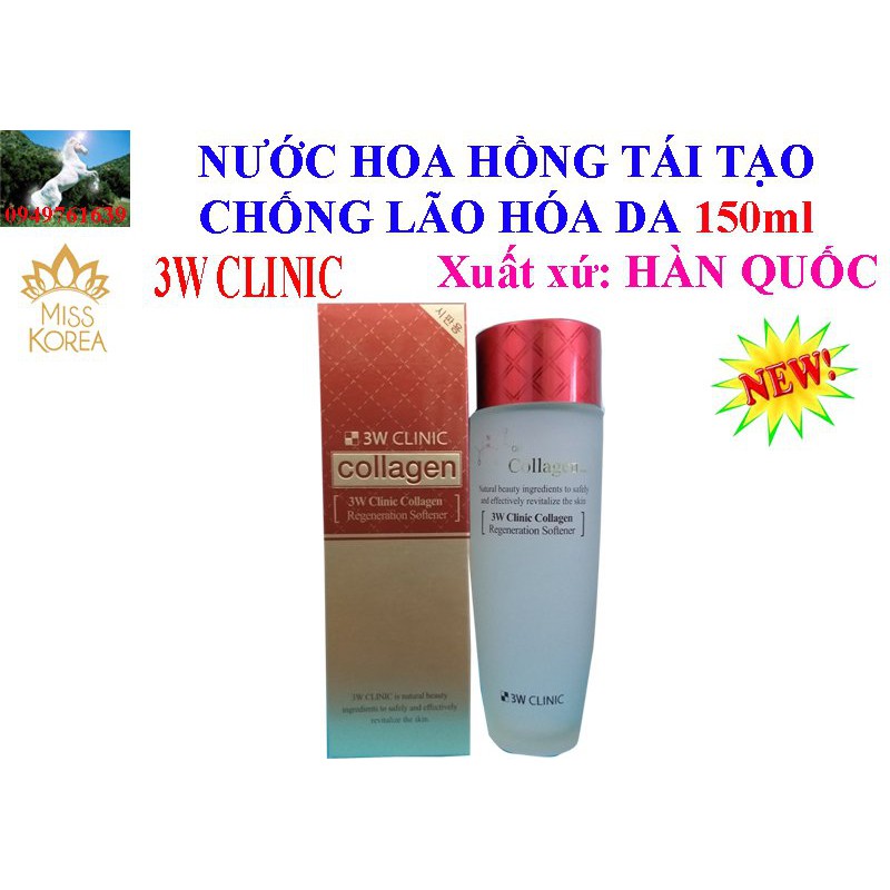 Nước Hoa Hồng 3W Clinic Collagen Regeneration Softener 150ml