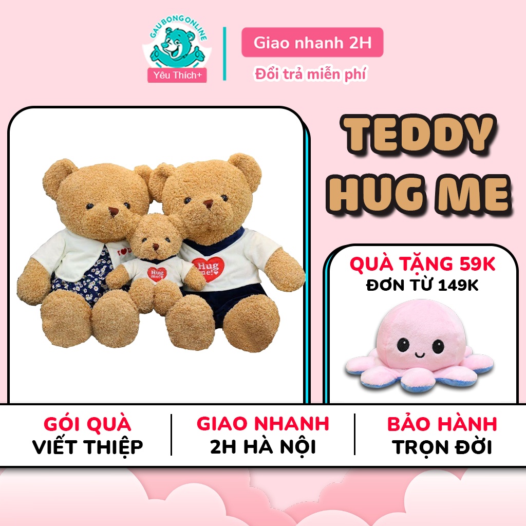 Gấu Bông Teddy Áo Hug Đôi In Chữ I Love You Cao Cấp Gấu Bông Online