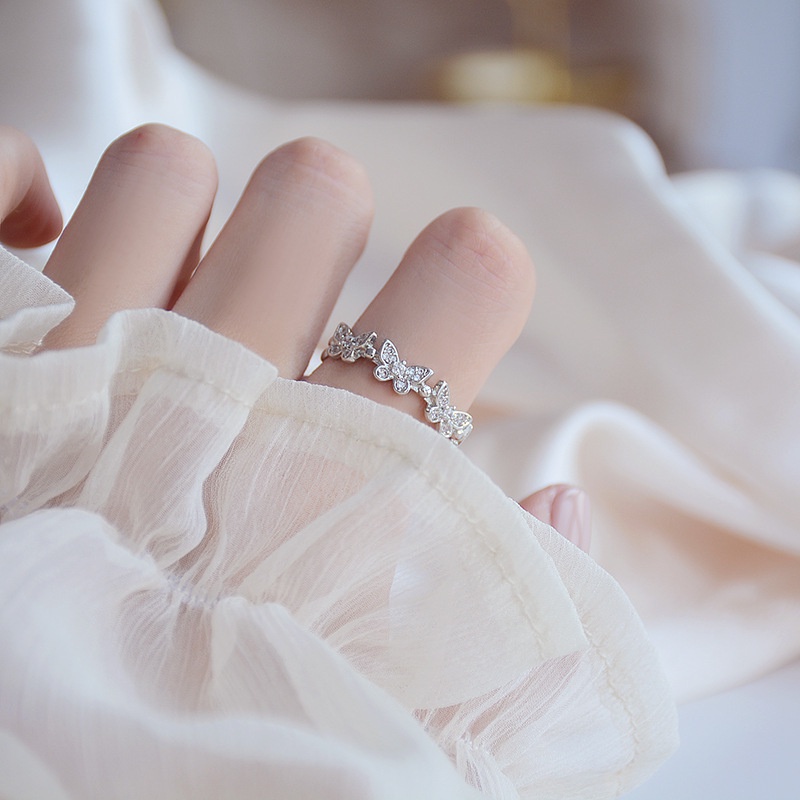 Nhẫn Mạ Vàng 18K Hình Bướm Đính Đá Thời Trang Cho Nữ