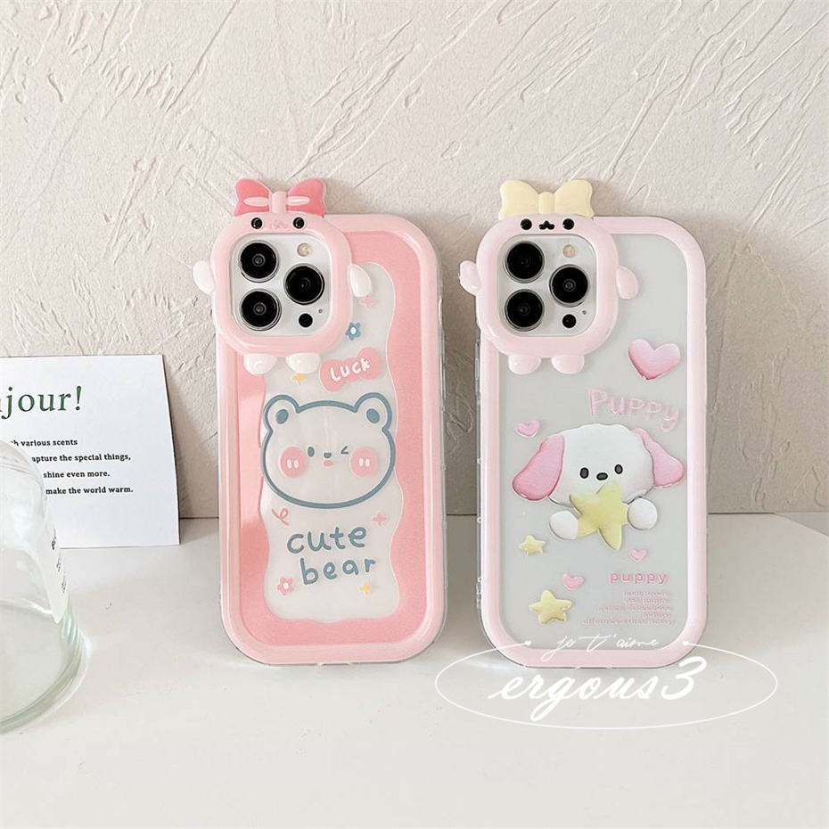 Ốp Điện Thoại Mềm In Hình Gấu Hồng Dễ Thương Cho iPhone 14 13 12 11 Pro Max SE2020 X XR Xs Max 7 8 6 6s Plus