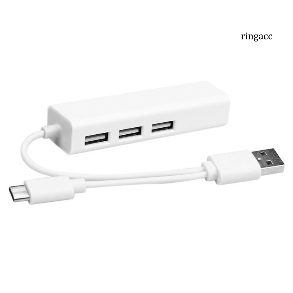 Hub chuyển đổi mạng LAN cổng RJ45 2 đầu cắm USB Type-C 3 cổng USB2.0
