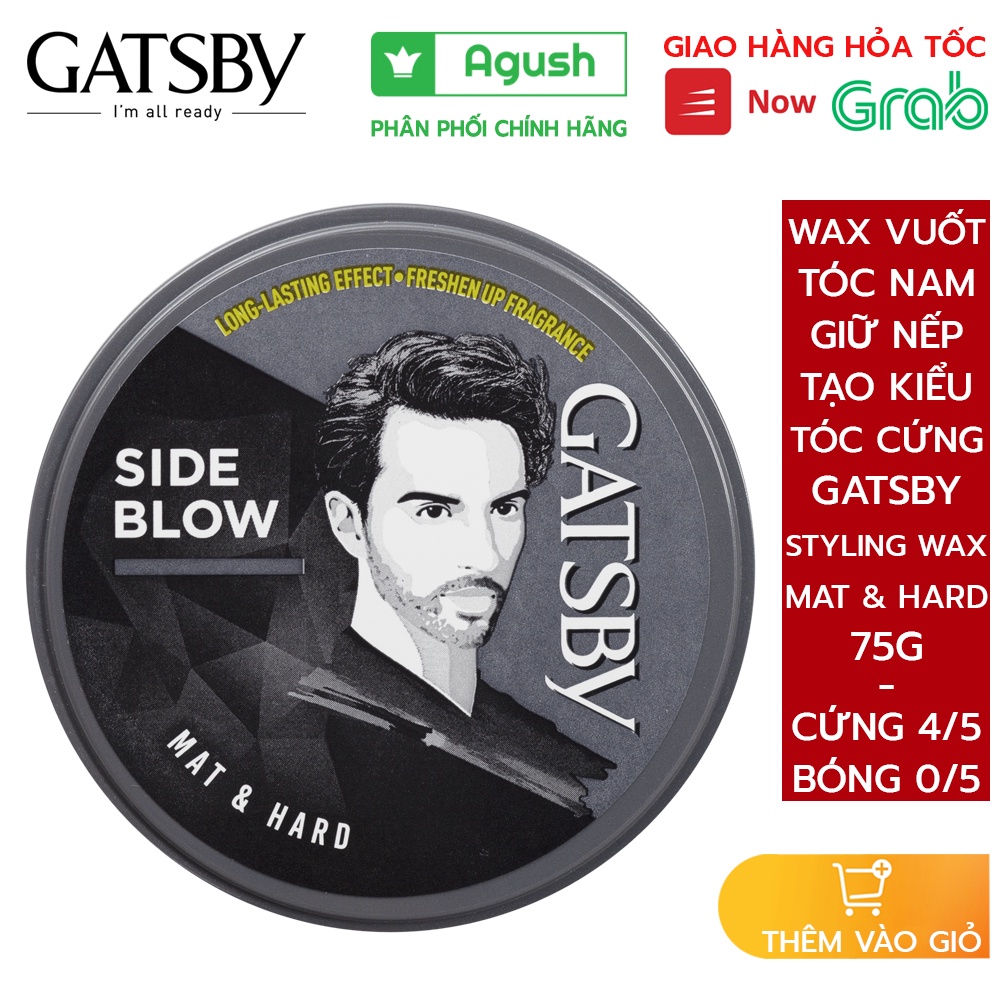 Wax vuốt tóc nam giữ nếp tạo kiểu tóc cứng Gatsby Styling Hair Wax Mat Hard 75g xám tạo nếp tóc khô chính hãng loại rẻ