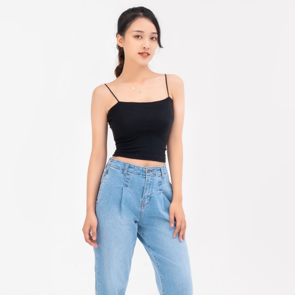 Áo hai dây YODY ôm sát dáng lửng thấm hút mồ hôi BLN5060