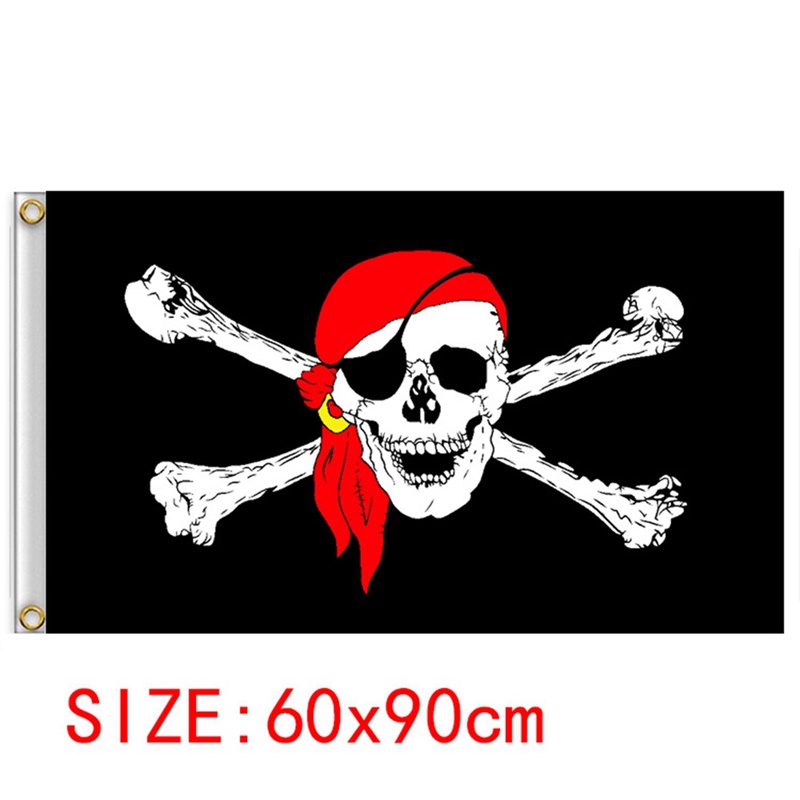 Cờ Cướp Biển In Hình Đầu Lâu Với Lá Cờ Cướp Biển 2*3ft Dùng Trang Trí Halloween