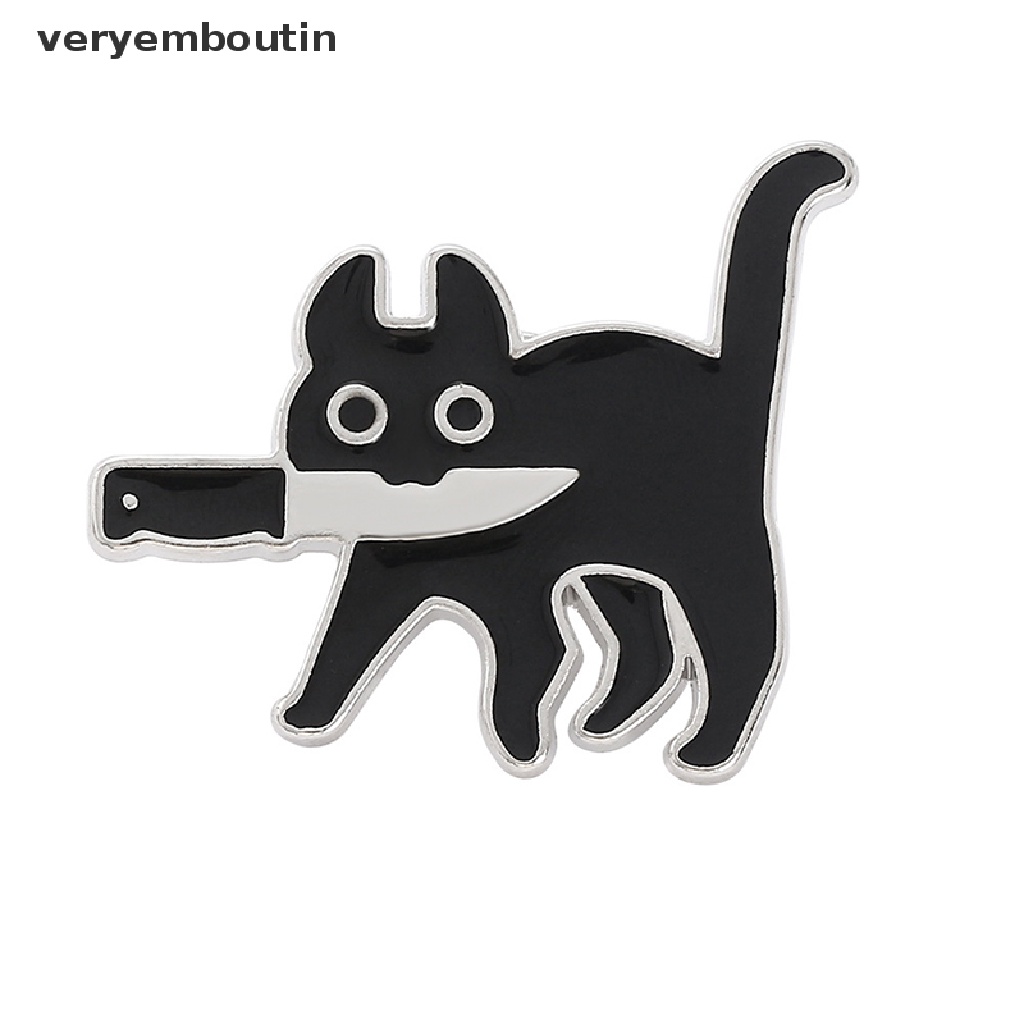 Trâm cài áo hình chú mèo đen hoạt hình sáng tạo vui nhộn