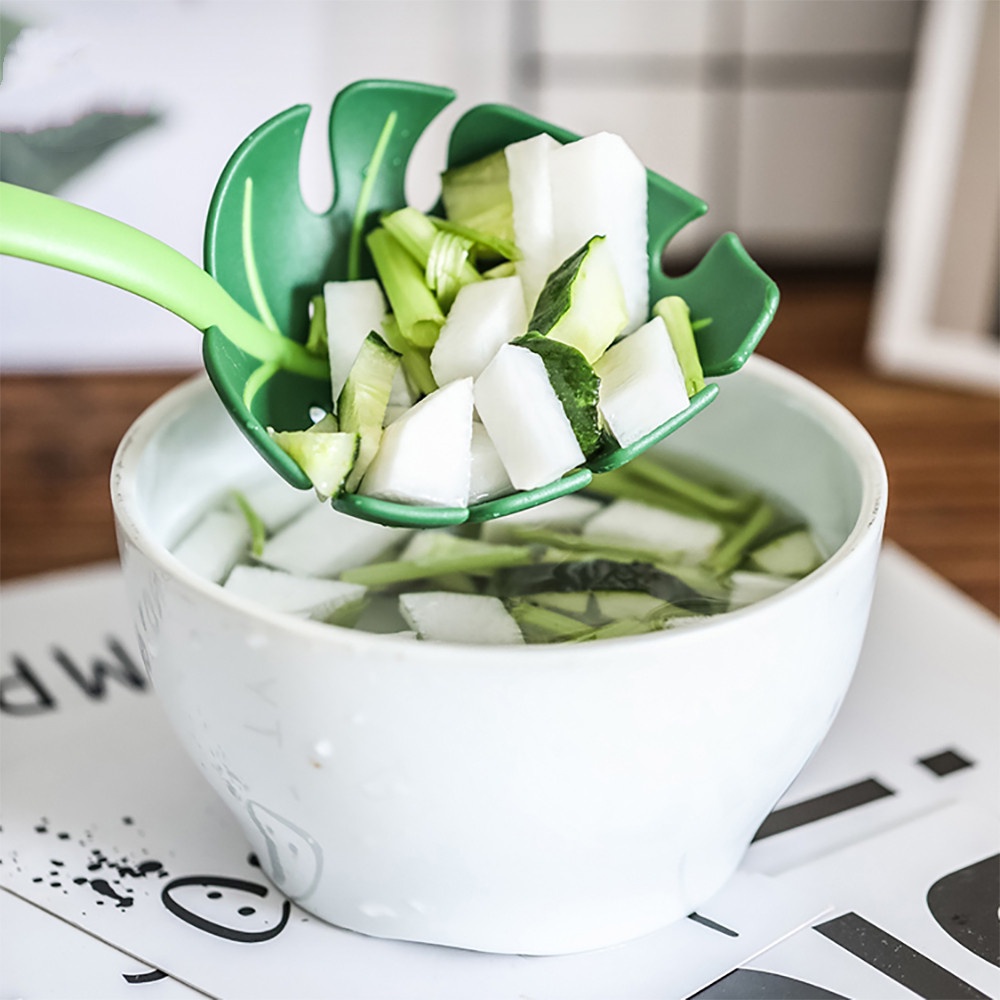Muỗng Trộn Salad Bằng Nhựa ABS Hình Lá Có Lỗ Sáng Tạo