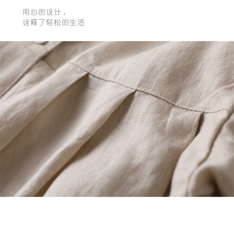 Áo Sơ Mi Vải Lanh Cotton Tay Phồng Dài Ngang Mắt Cá Màu Sắc Đơn Giản Dành Cho Nữ
