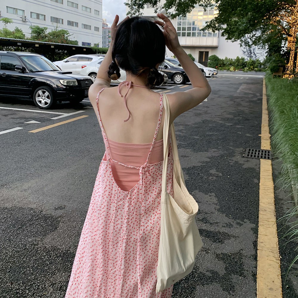 Đầm hai dây dáng dài màu trắng họa tiết quả cherry thời trang cho nữ | BigBuy360 - bigbuy360.vn