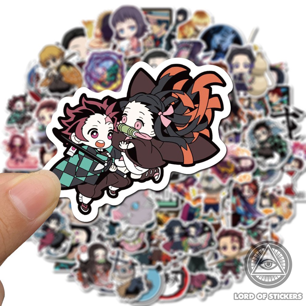 Set 100 Hình Dán Sticker Kimetsu No Yaiba Demon Slayer Anime Manga Trang Trí Mũ Bảo Hiểm, Laptop, Xe Đạp, Điện Thoại, Sổ