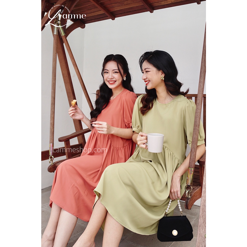 Váy bầu đẹp Petit kiểu babydoll chất lụa mềm, kiểu dáng trẻ trung thoải mái by LAMME