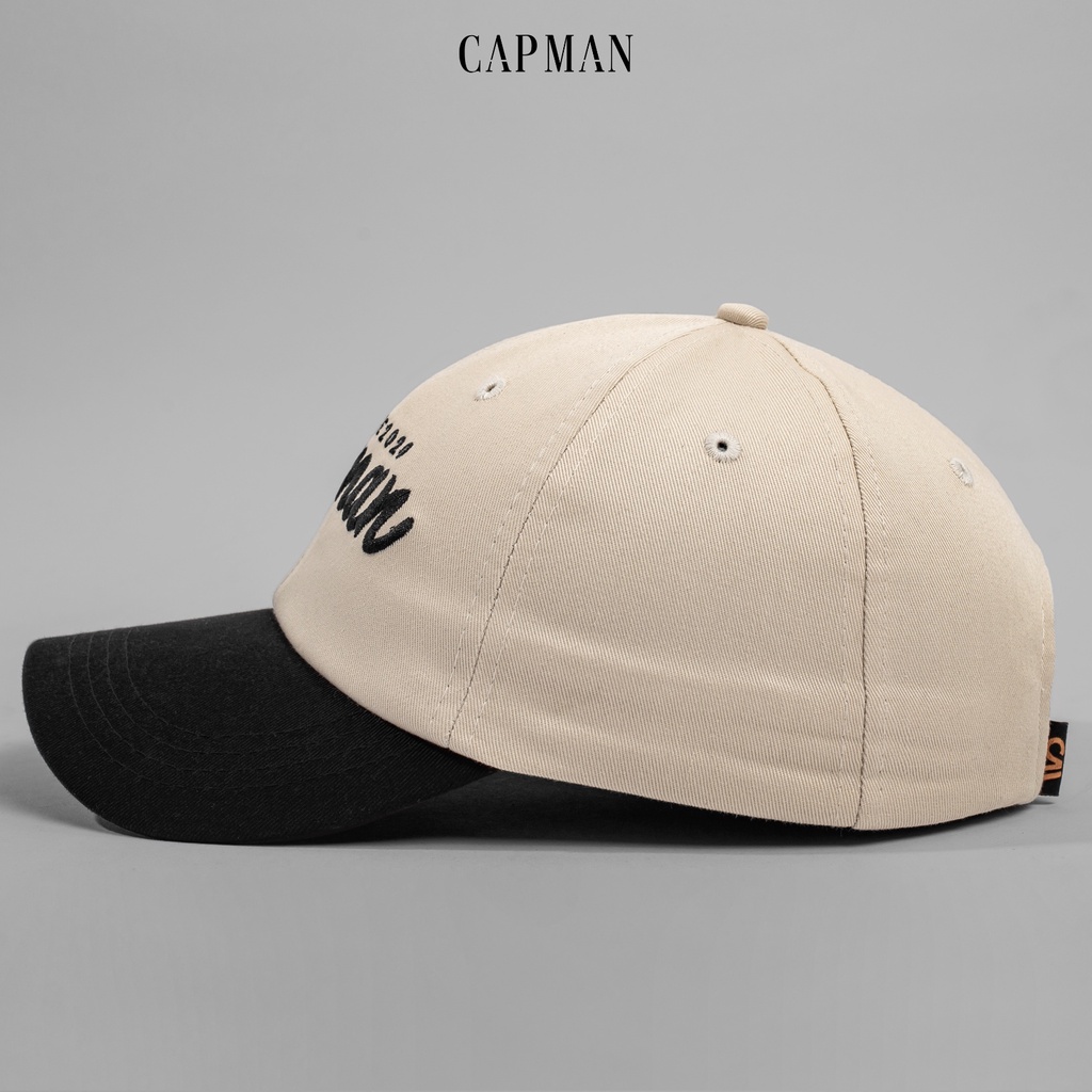 Mũ lưỡi trao baseball CAPMAN phom thể thao CM91 màu Đen Kem