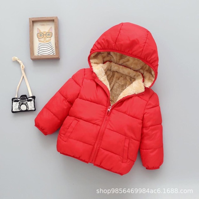 Áo phao lót lông mũ rời hàng quảng châu cho bé