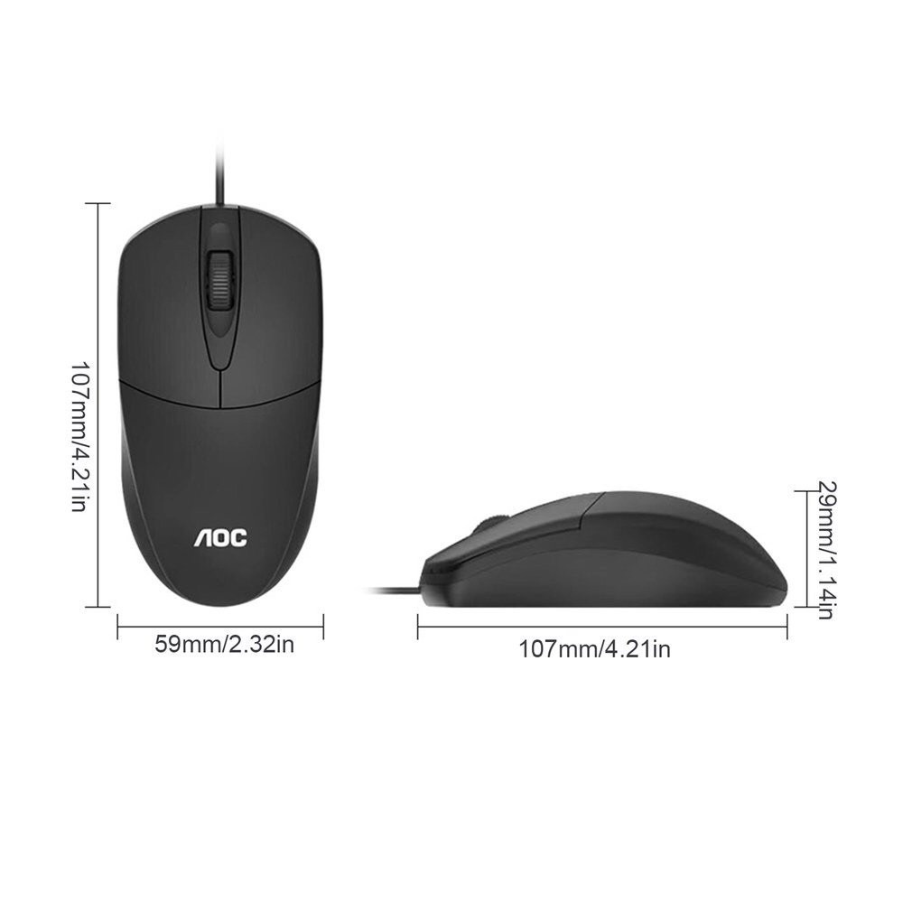 Chuột Máy Tính AOC Model MS121, dây cắm USB, bề mặt chống bám mồ hôi,Siêu Nhạy, Bảo Hành 12 Tháng