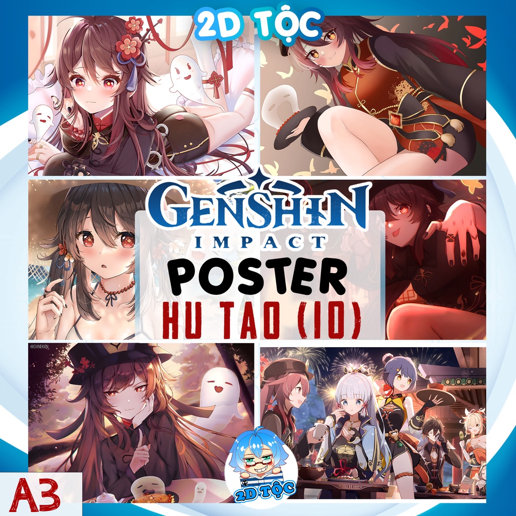 TRANH POSTER A3 HU TAO HuTao (10) GENSHIN IMPACT CHẤT LIỆU GIẤY CAO CẤP - 2D TỘC SHOP