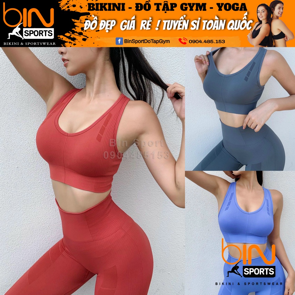 Set Bộ Dệt Kim Aó Bra Quần Gen Bụng Tập Gym Yoga Nữ Bin Sports BD085