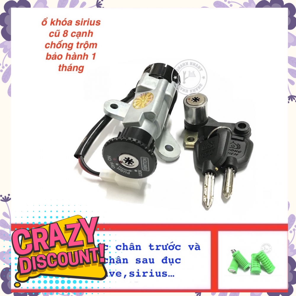 Ổ khóa 8 cạnh chống trộm SIRIUS tặng bộ gác chân cao su trước sau màu xanh lá thanh khang  006000758  006000576