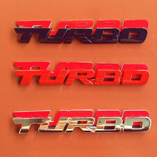 Logo Chữ TURBO 3D Kim Loại Trang Trí Xe 12x1,4 cm