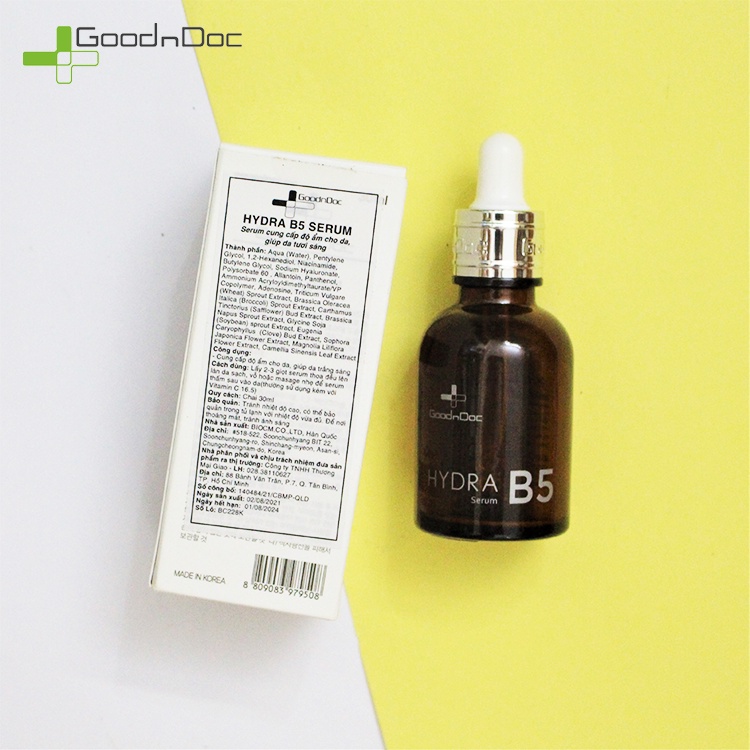 [NHẬP KHẨU-TEM PHỤ] Serum GOODNDOC HYDRA B5 Dưỡng Ẩm Phục Hồi Da Mờ Thâm Sạm Nám 30ML