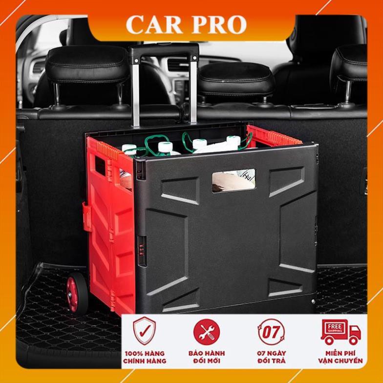 Xe kéo đi chợ đa năng gấp gọn - Thùng đựng đồ vali kéo gấp gọn trên ô tô - CAR PRO